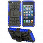 Wholesale iPhone 5 5S TPU+PC Dual  Hybrid Case with Stand (Black-Blue)